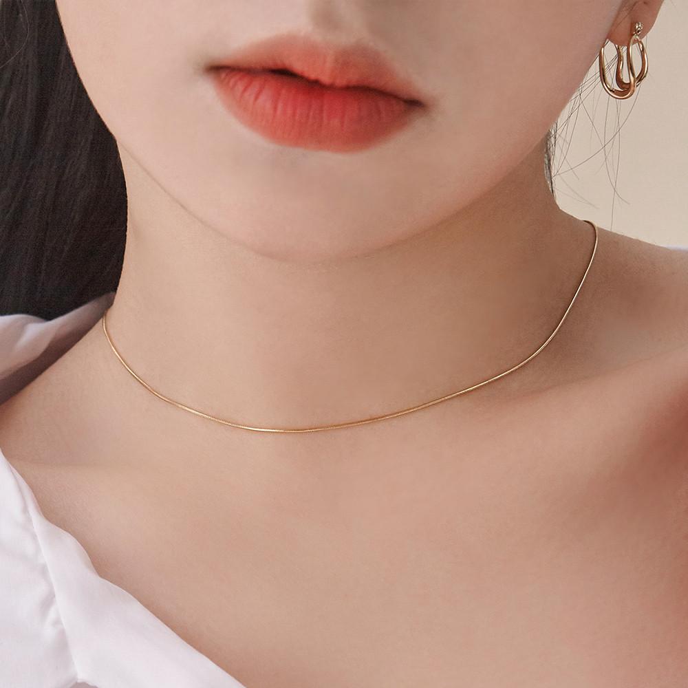 실버925 스네이크 뱀줄 실 레이어드 목걸이