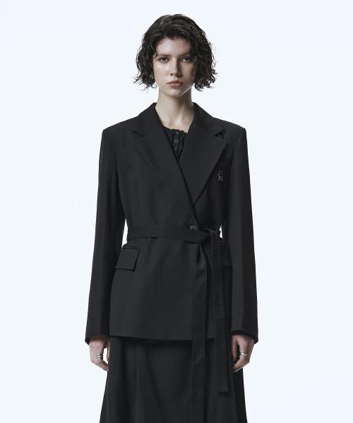 Belted Tailored Set-up Jacket [ Black ]