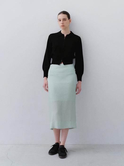 Minimal Knit Zip-Up - Black