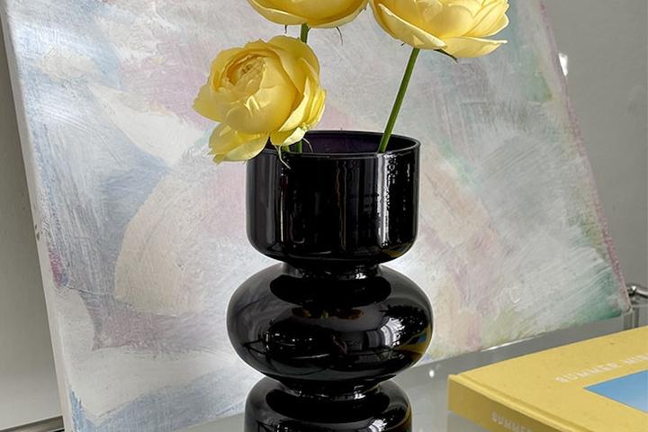블랙 유니크 인테리어 오브제 유리 화병 소품 글라스 꽃병