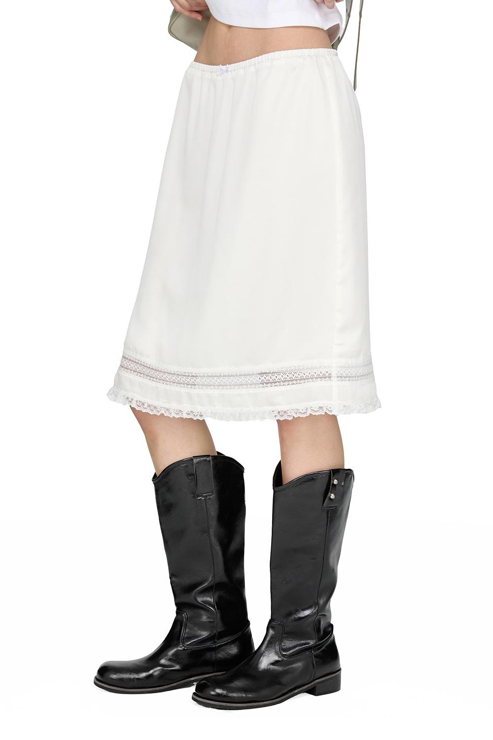 Silky Layered Skirt, IVORY