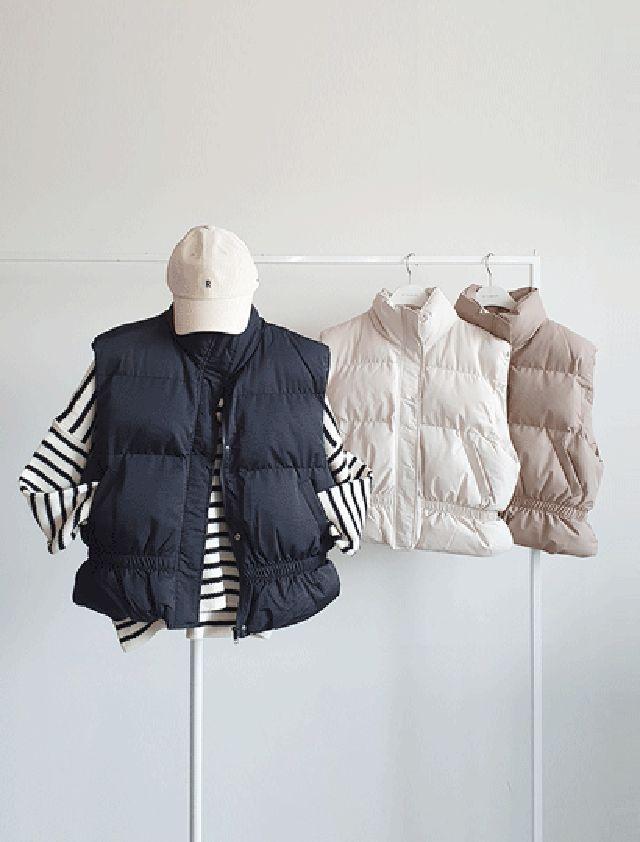 땅콩 폭신 셔링 루즈핏 패딩 조끼 베스트