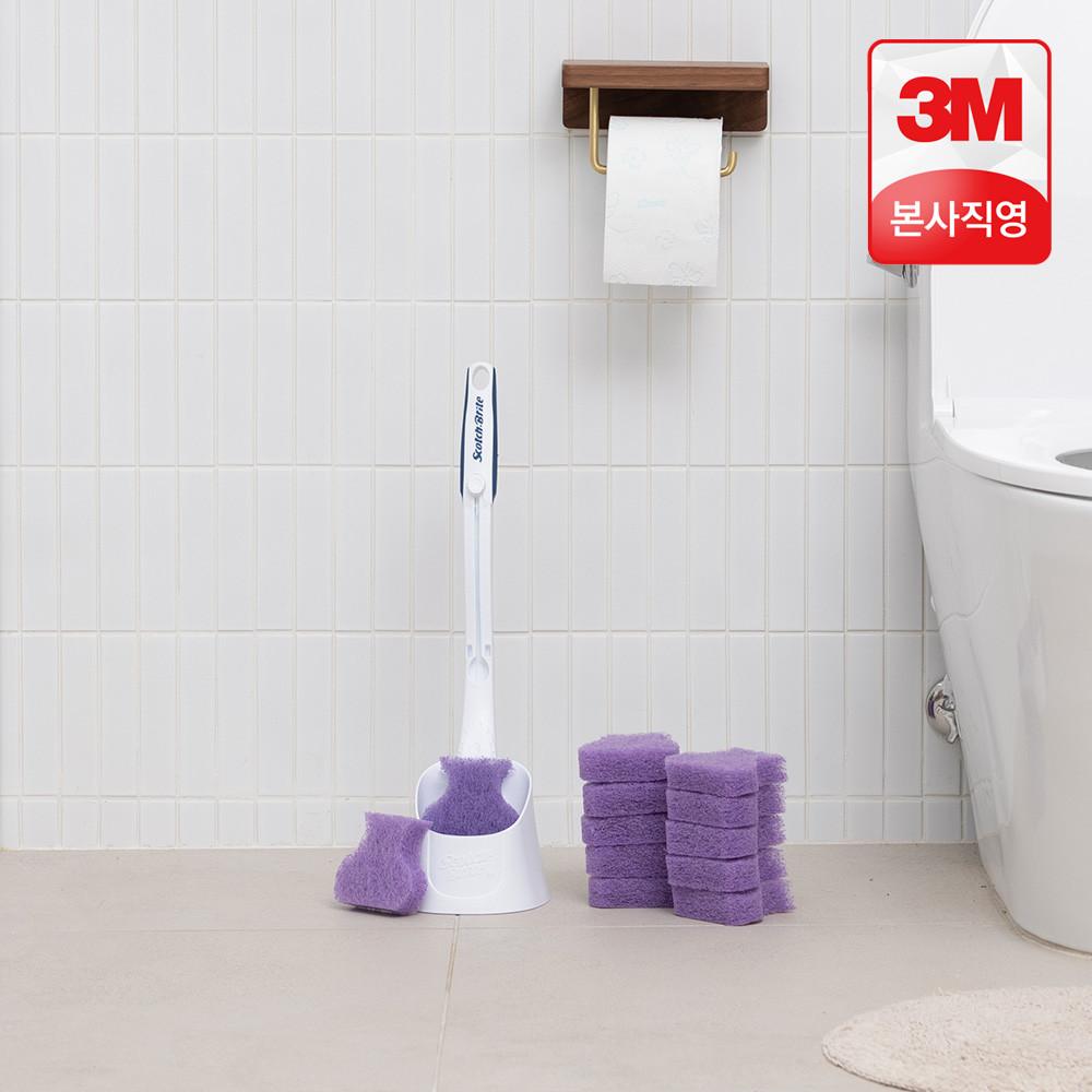 3M 변기청소용 베이킹소다 크린스틱 핸들+캐디+리필 12개 화장실청소 스카치브라이트