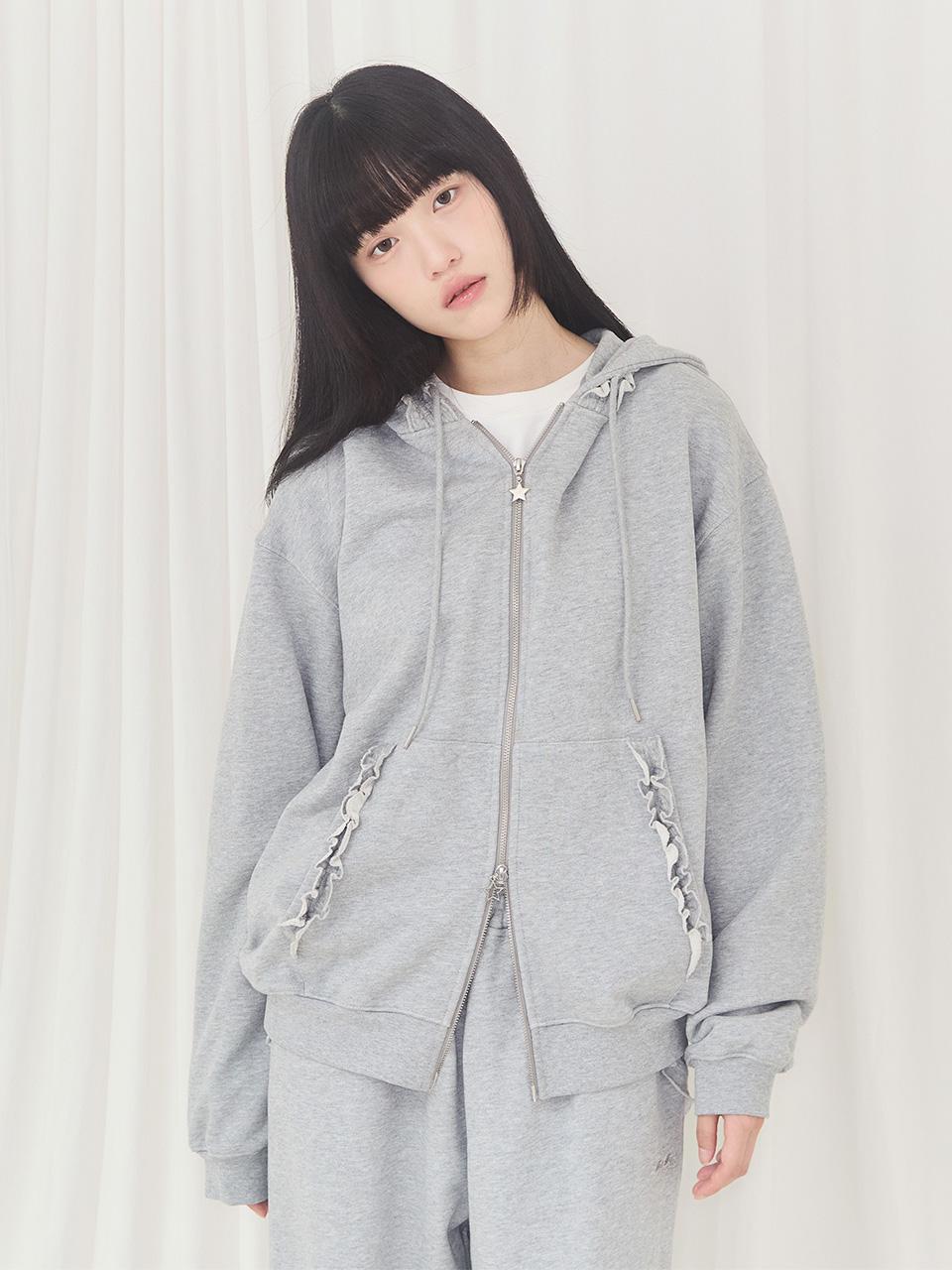 [예약배송 10/1] Frill Hoodie Zip-up (Gray)