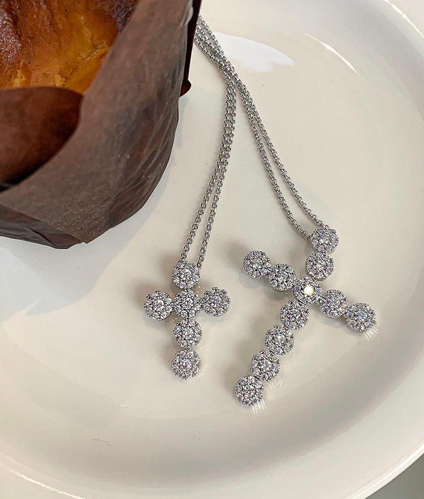 [무배] 조세핀 크로스 큐빅 십자가 목걸이