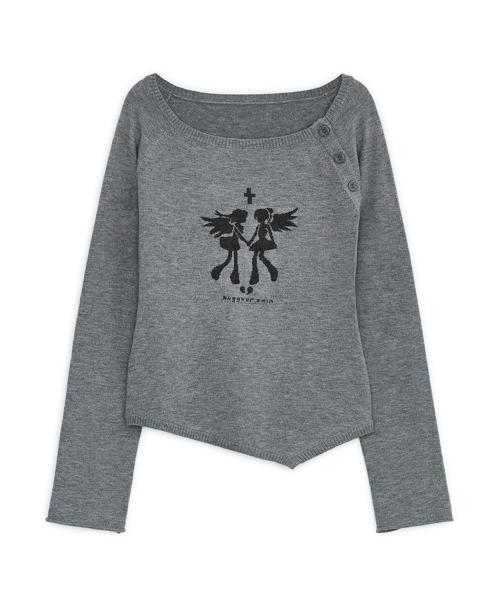 폴런 엔젤 버튼 니트 탑 (그레이)