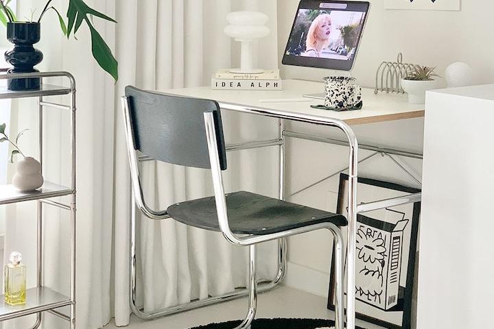 E0 포인트 크롬 데스크 책상 미드센츄리 테이블 2size