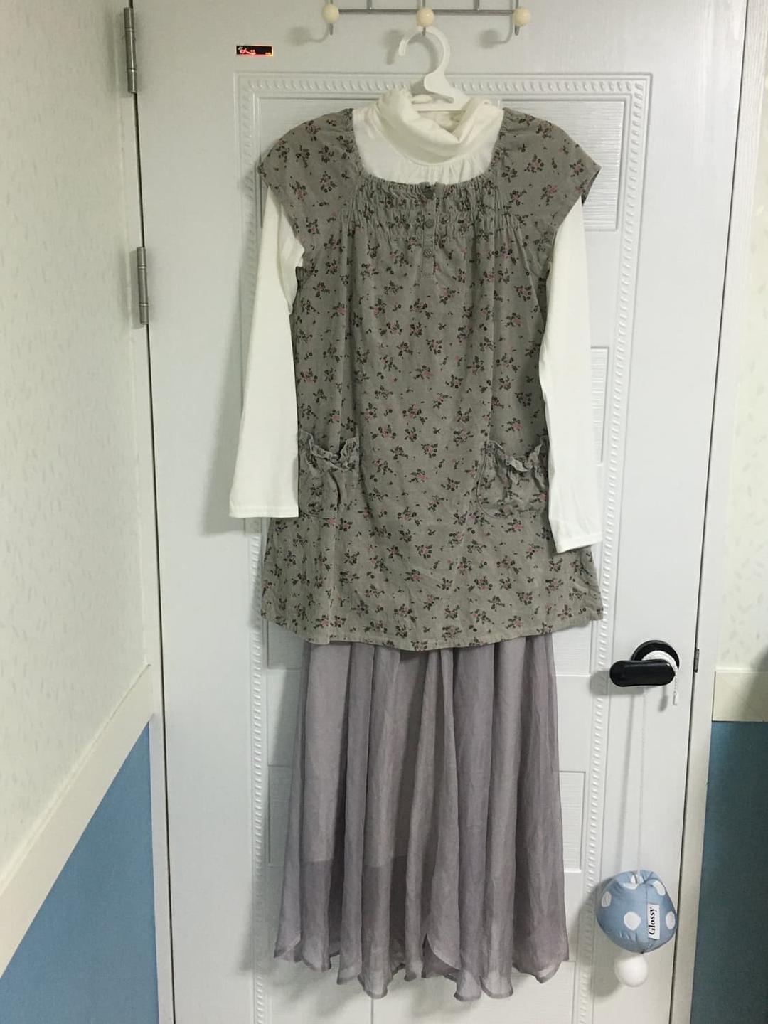 뮤트 퍼플 잔꽃 모리걸 코디세트 3p | 후루츠패밀리