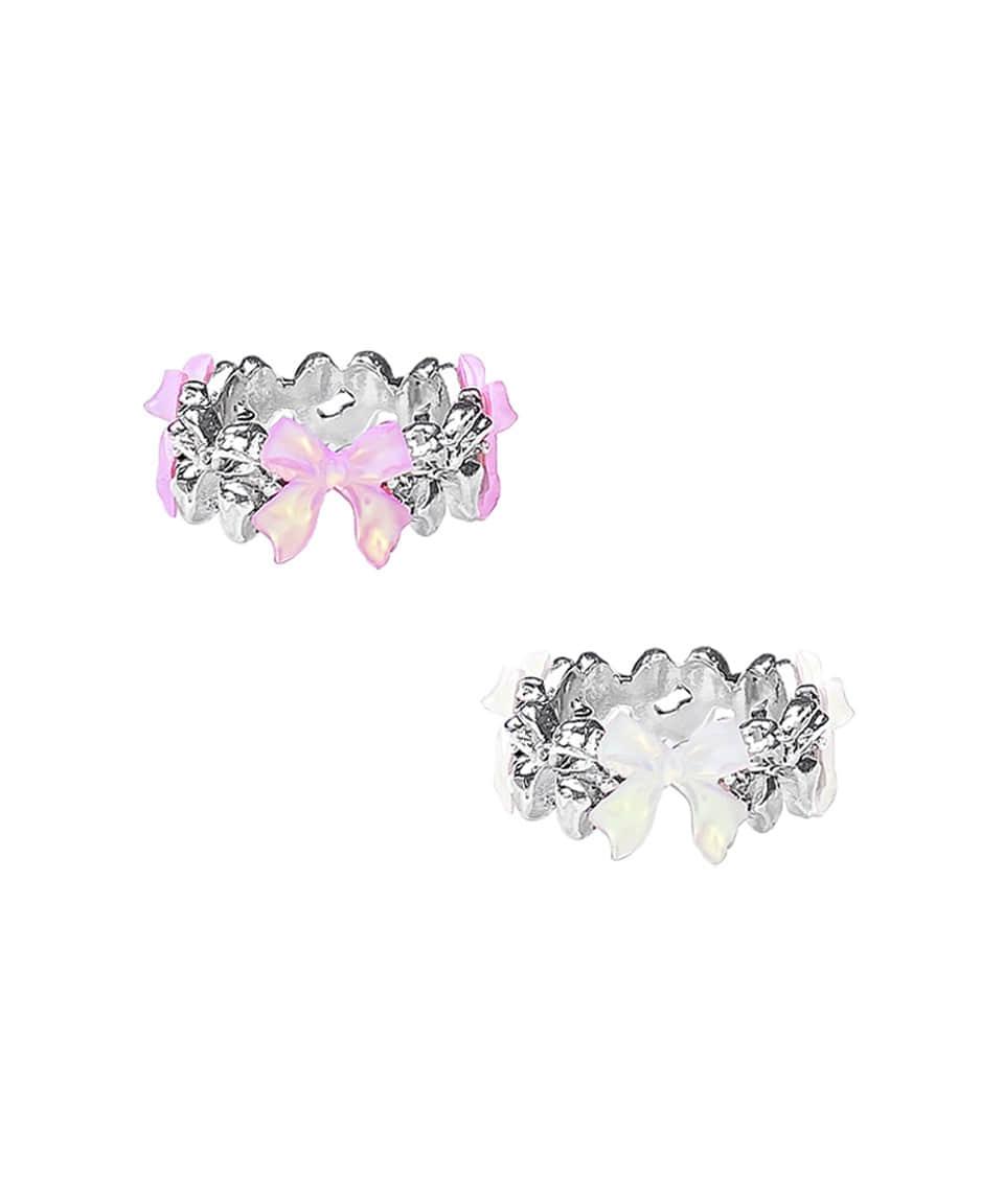 프린세스 리본 진주 반지