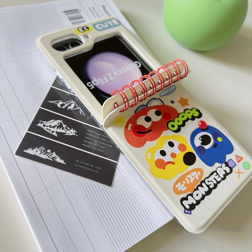 갤럭시 Z플립6케이스 힌지보호 지플립5케이스 링 풀커버 다이어리 몬스터