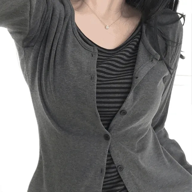 [-3kg 말라핏보장🖤] 일체형 레이어드 바둑이 단가라 가디건