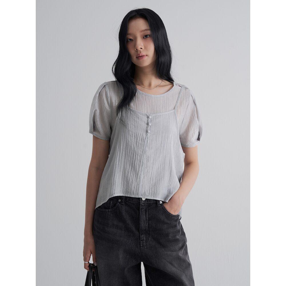 에잇세컨즈 레이어드 블라우스  라이트 그레이 (125765MQC2)