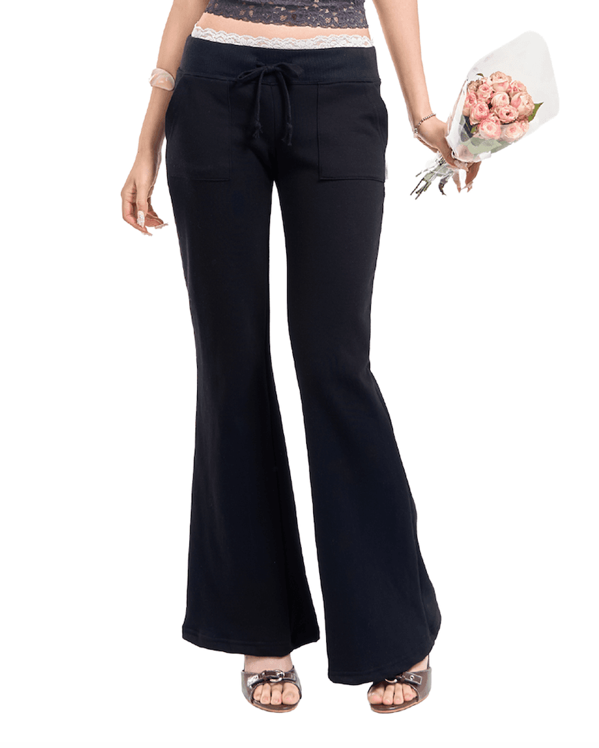 LACE BANDING SWEATPANTS [BLACK]