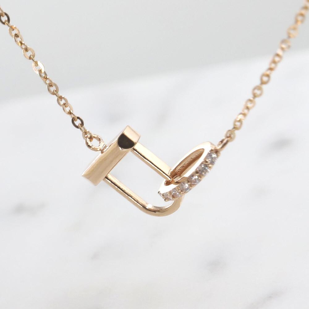 14k 18k ﻿라운드 링크 체인 일체형 심플 타원 큐빅 목걸이