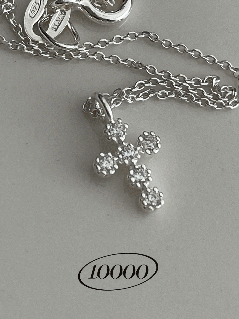 만원샵 [실버925] 둥근 십자가큐빅 목걸이