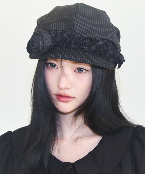 플레르 러플 헌팅캡 블랙 스트라이프