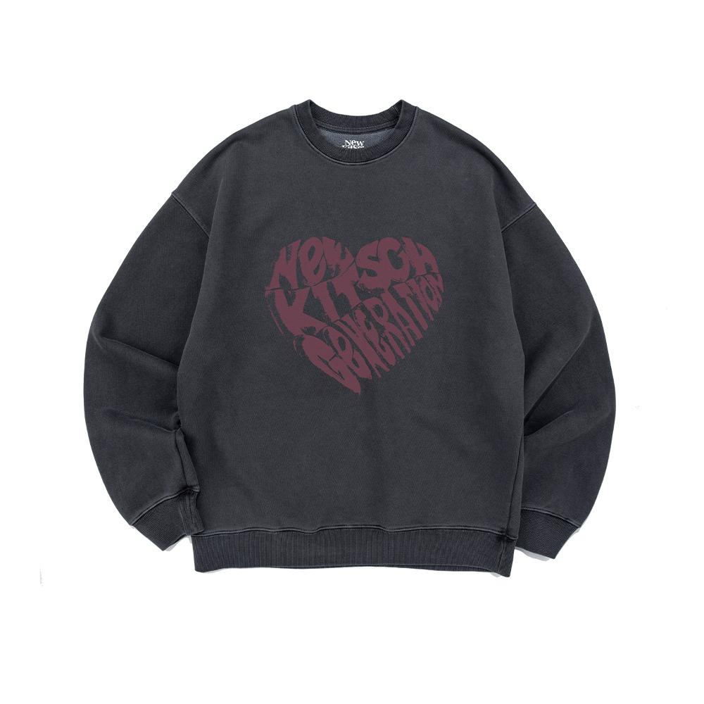 PIGMENT GRUNGE HEART SWEATSHIRTS (BLUE GRAY)