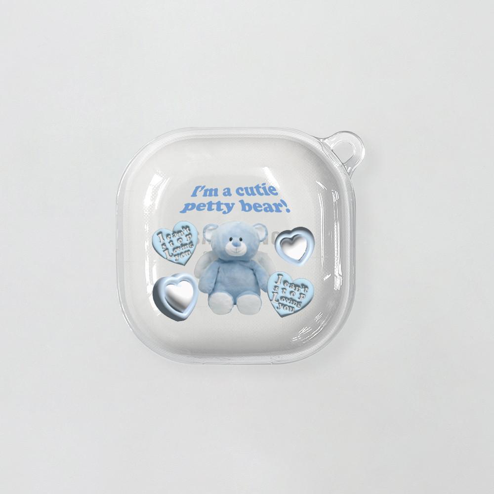 갤럭시버즈2케이스 라이브 버즈프로2 투명 블루 베어