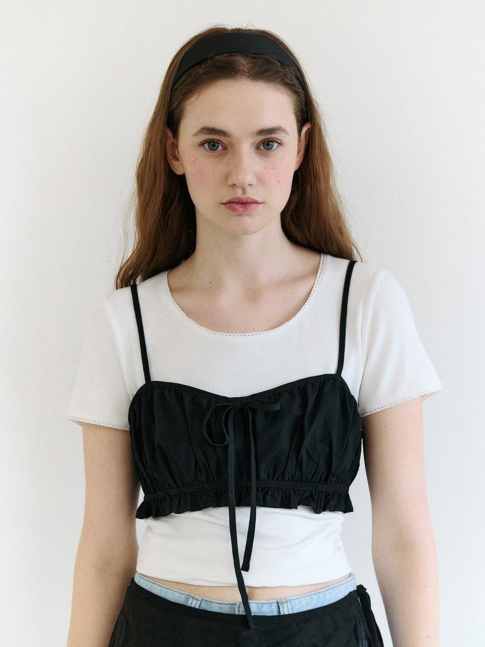 COTTON BUSTIER TOP BLACK