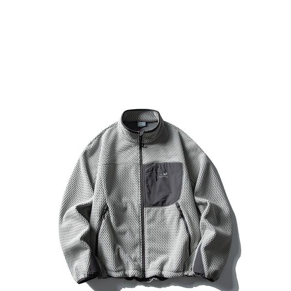 Waffle Pattern Fleece Zip-up
