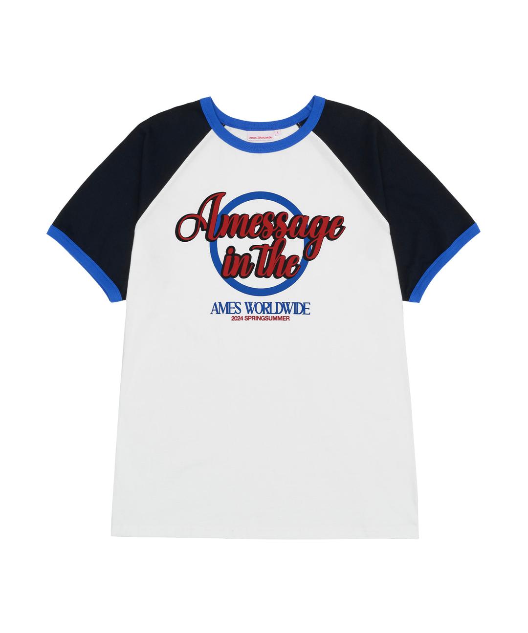 COLOR RAGLAN RINGER TEE WHITE (AM2EMUT507A)