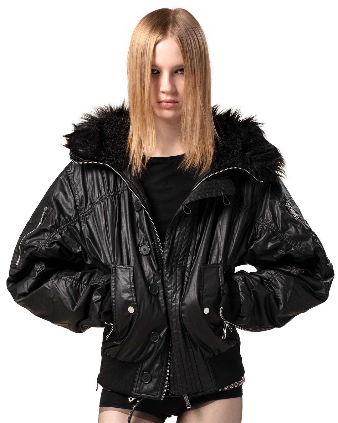 Black Waxed Aviator Bomber - S