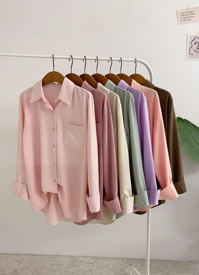 [숏클립특가5% 3사이즈] 지케 구김No 카라 여유핏 포켓 셔츠(12color)