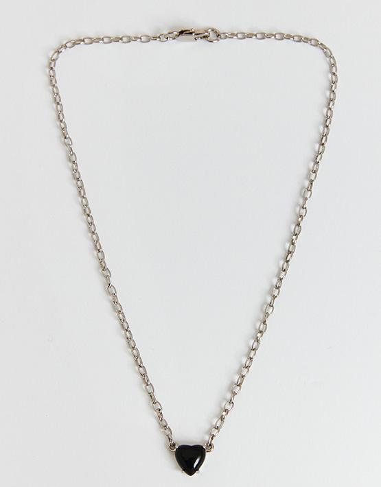Petite Heart Necklace_Black
