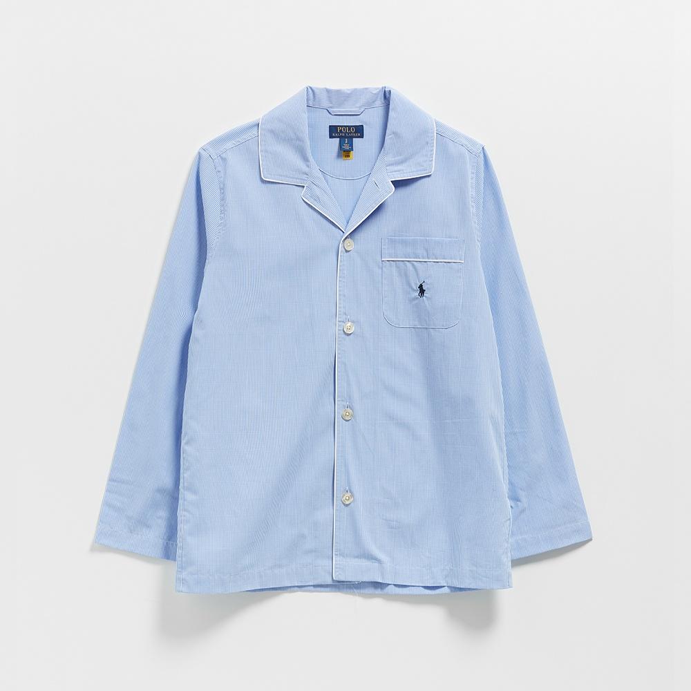 깅엄 포플린 롱 슬립 세트 (BLUE)