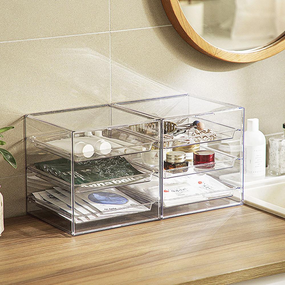 투명 아크릴 서랍형 데스크 책상 정리함 오거나이저 수납함 (3단)