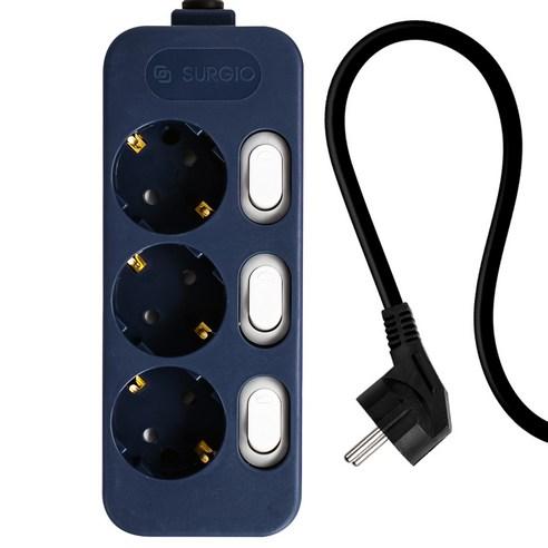 써지오 3구 개별 컬러 멀티탭 딥네이비