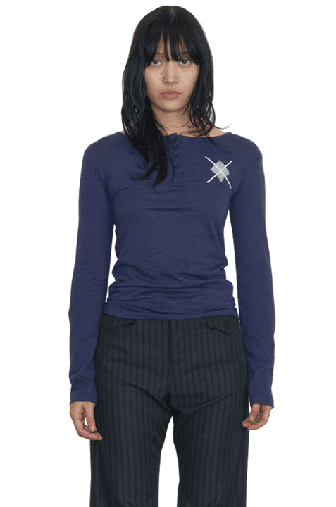 Argyle Henley Tee, Midnight