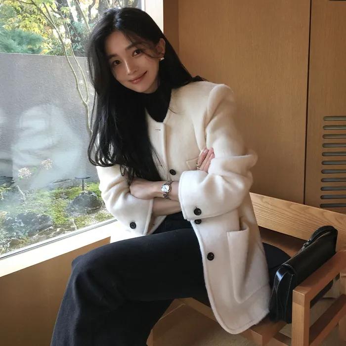 [여울 착용][2차 리오더]Alpaca Round Half Jacket[LMBEWIJK107]-2color