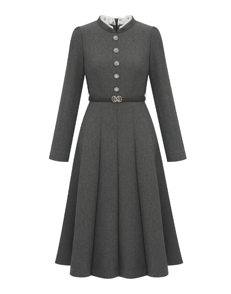 레이스 배색 플리츠 원피스 MZAAWO1150