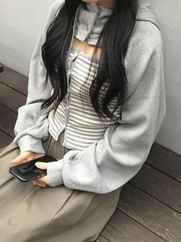 (3color)와플 후드 볼레로