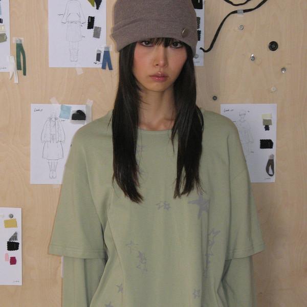 STARRY DOUBLE SLEEVE T (GREEN TEA)