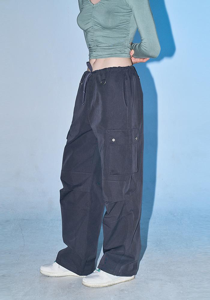 Utility flap button cargo Pants [Charcoal Blue]