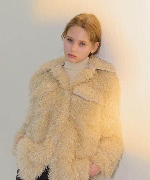 테디 시어링 자켓 베이지