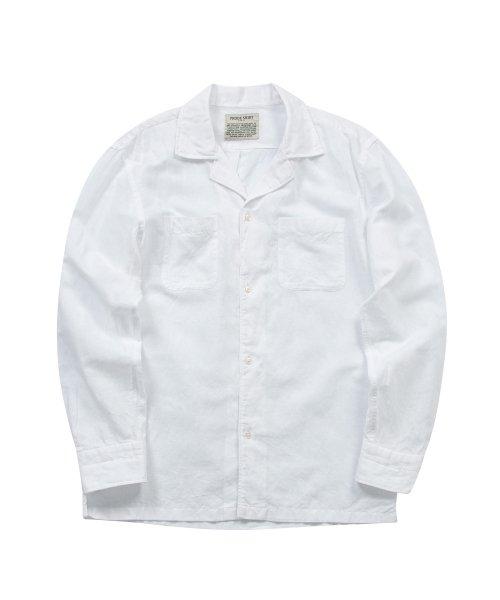 [세미오버] 쿠반 오픈카라 린넨 셔츠 (화이트)