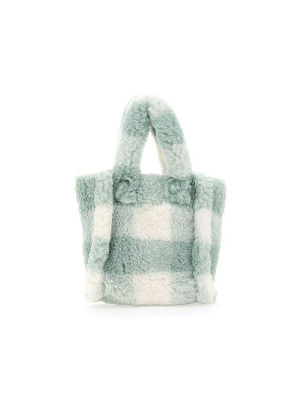 LIZZIE 리지 체크 페이크 시어링 토트백