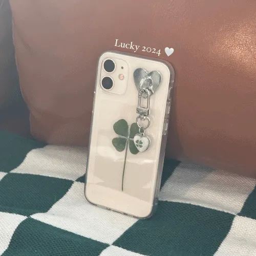 [new!] LUCKY 2024 heart clover keyring case 하트 클로버 케이스 클로버 행운 키링 아이폰케이스