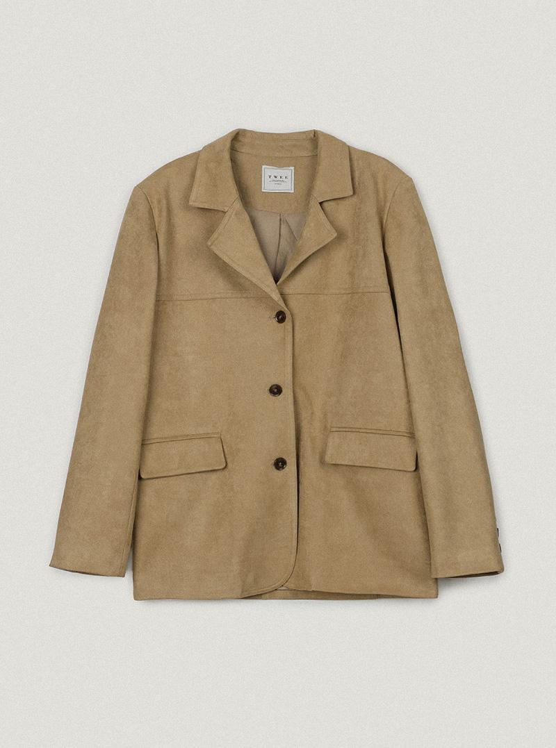 트위 [은채,연수's pick] 딘즈 베이직 블레이저 자켓 [스웨이드/레더]