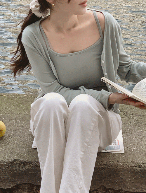 베니토 [5천장돌파][뉴컬러추가/2SIZE][따로또같이👕/양면나시/갓성비템][made] 에브리데이 모어 코지 양면나시 가디건 세트 (가을/간절기/데일리/슬리브리스/긴팔/라운드넥/여름/여름나시/나시/나시가디건)