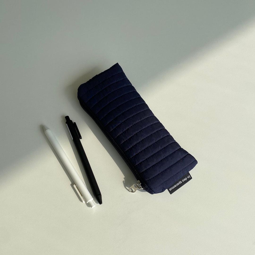 패딩 네이비 필통(Padding navy pencil case)