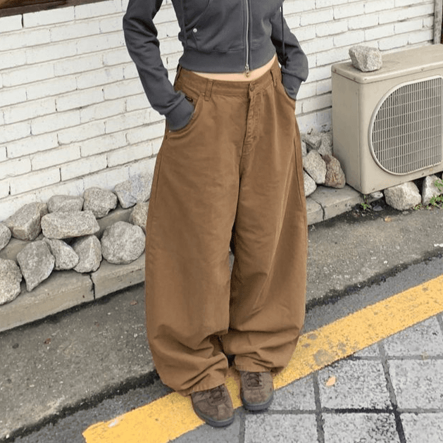 우누 하트 코튼 워크 팬츠 (2 color) OOTJ OOT 가을 간절기 코튼 면 와이드 벌룬 카펜더 리벳 우트 오오티제이 바지