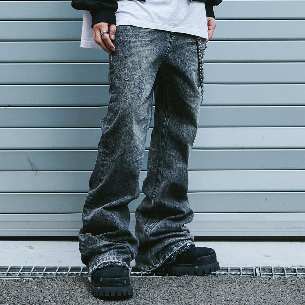 [OCO] FLARED WASHED JEANS BLACK