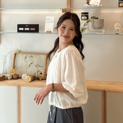 지퍼 스트링 블라우스