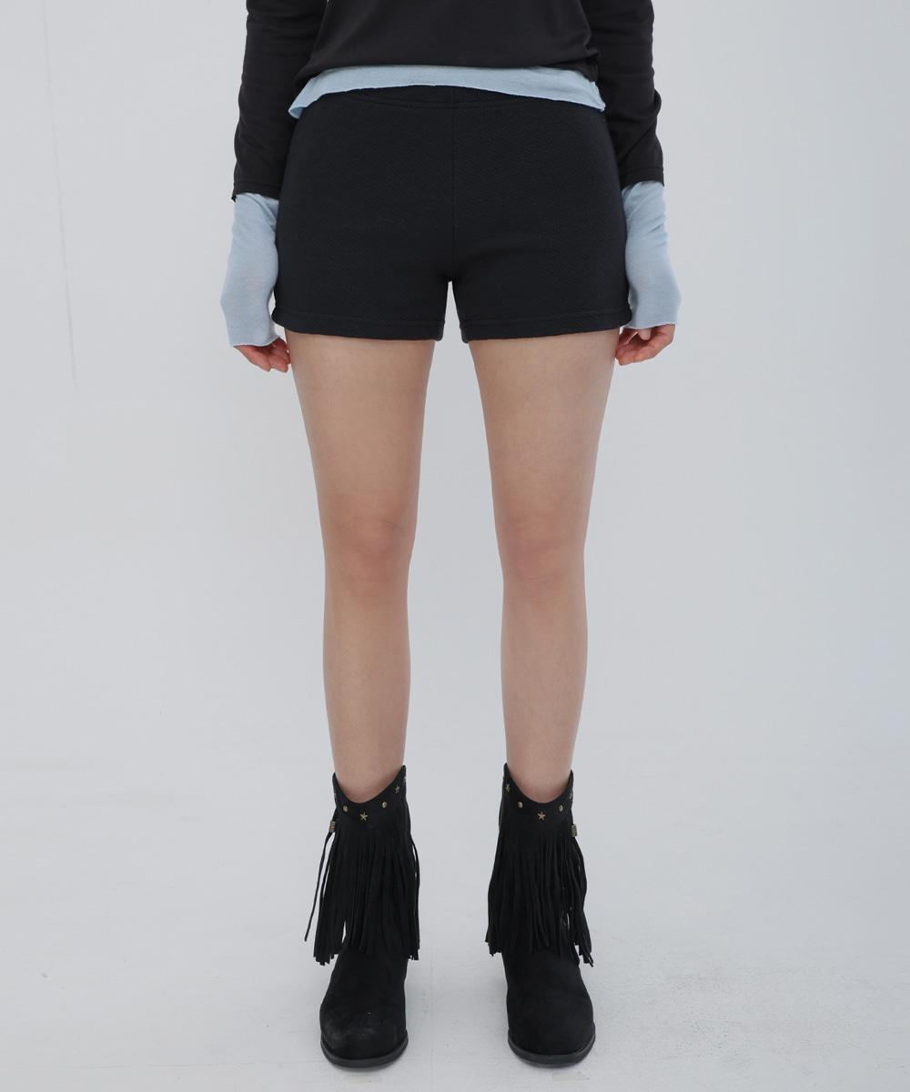 클래식 골지 마이크로 쇼츠 블랙