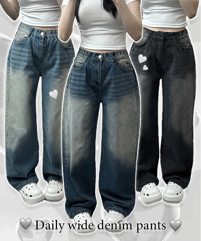 새벽 [S~3XL까지/사장님 강추] light washing wide denim long pants 라이트 워싱 와이드 데님 롱팬츠 (4color)