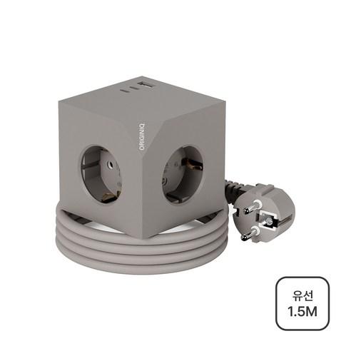 오리지니크 고속충전 고용량 디자인 멀티어댑터 USB 유선 멀티탭 1.5m, 라이트브라운(유선1..., 1.5m, 1개